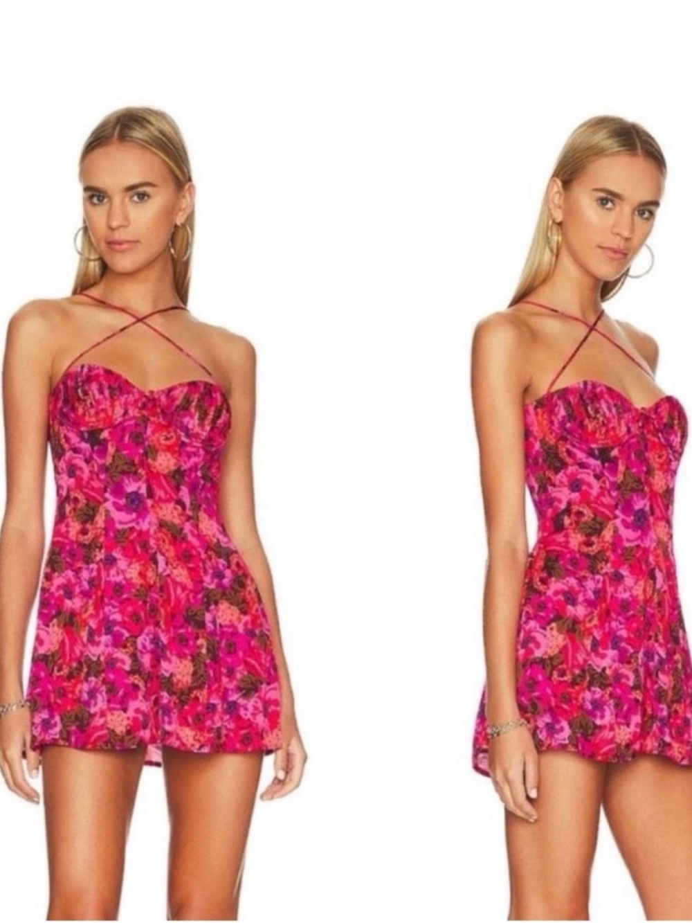 NWT 🔥 For Love & Lemons Pink Floral Mini Dress